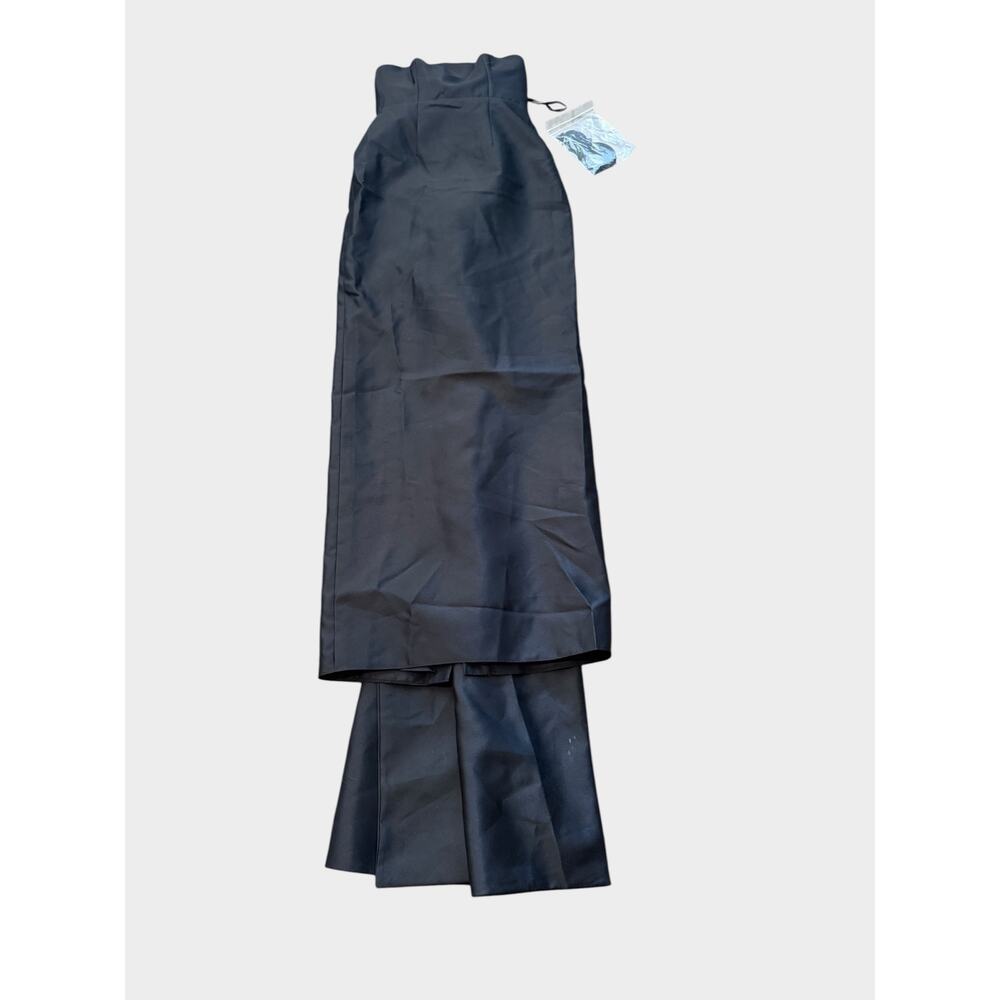 NEW Alfred Sung Strapless Satin Column Dress with Removeable Train Black Size 2 - Picture 12 of 13